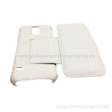 Leather Sleeve for Samsung Galaxy S5, Synthetic Folio, Slim Book Cover with Stand Function
